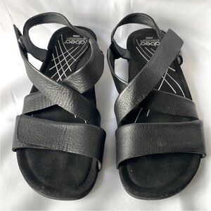 Abeo Black Soft Leather Velcro Sandal